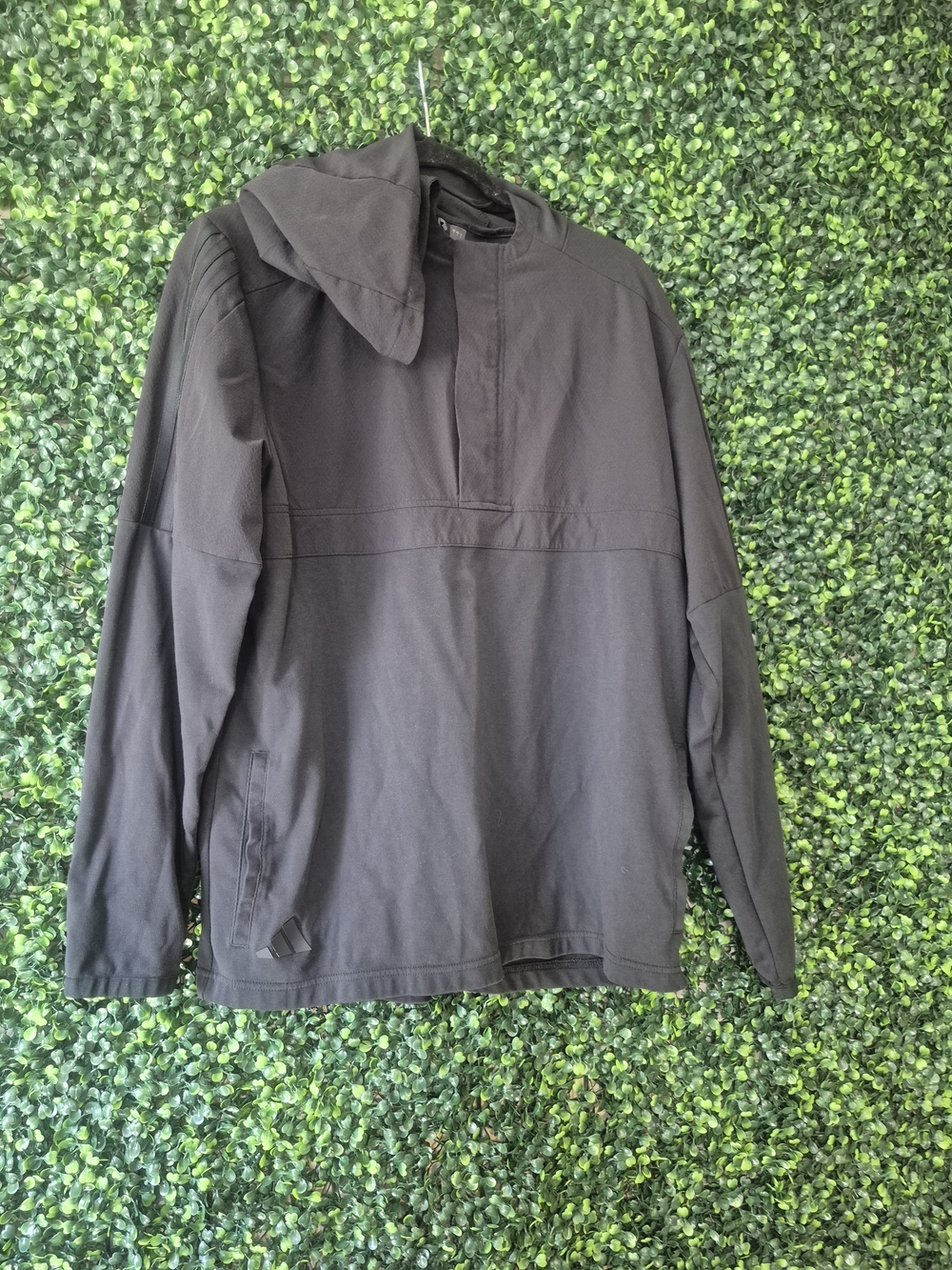 adidas Men's Black Hooded Windbreaker Pullover
